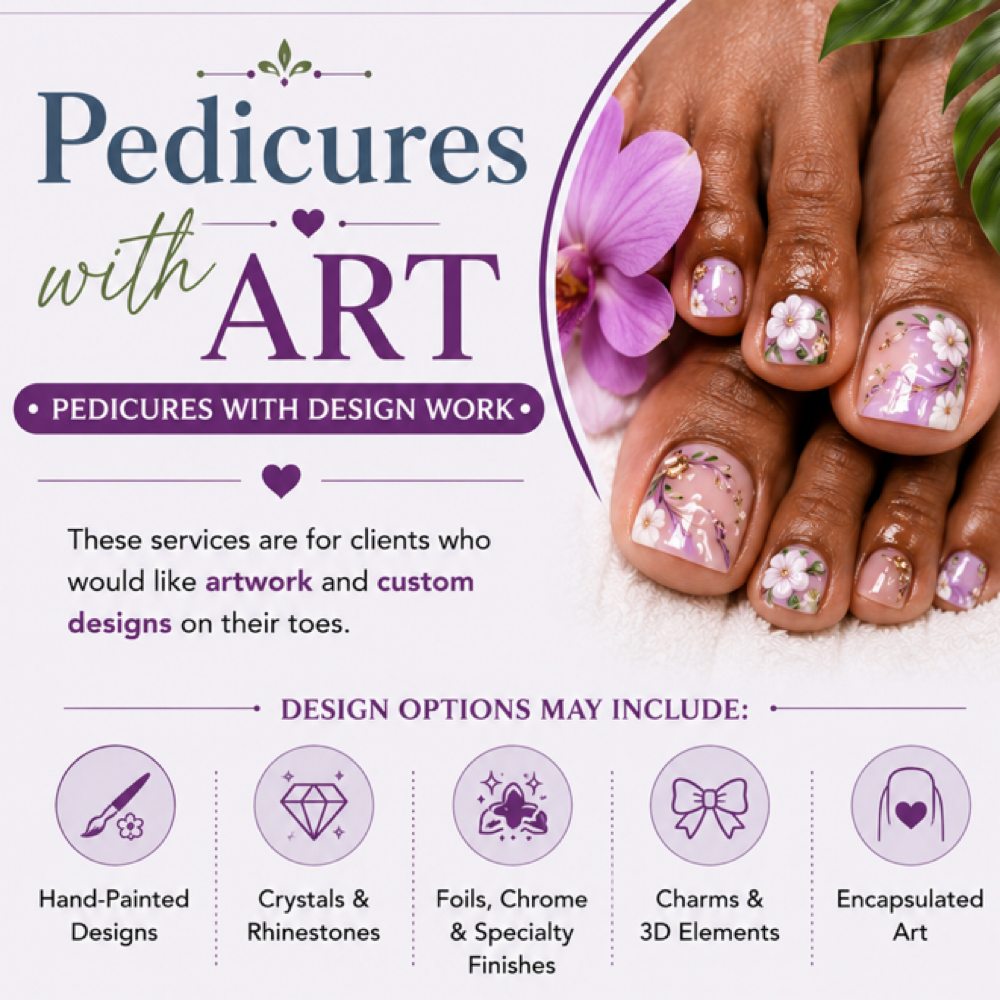 Waterless Pedicures with nail art at Otani Nails & Handmade Jewelry in Columbia, SC