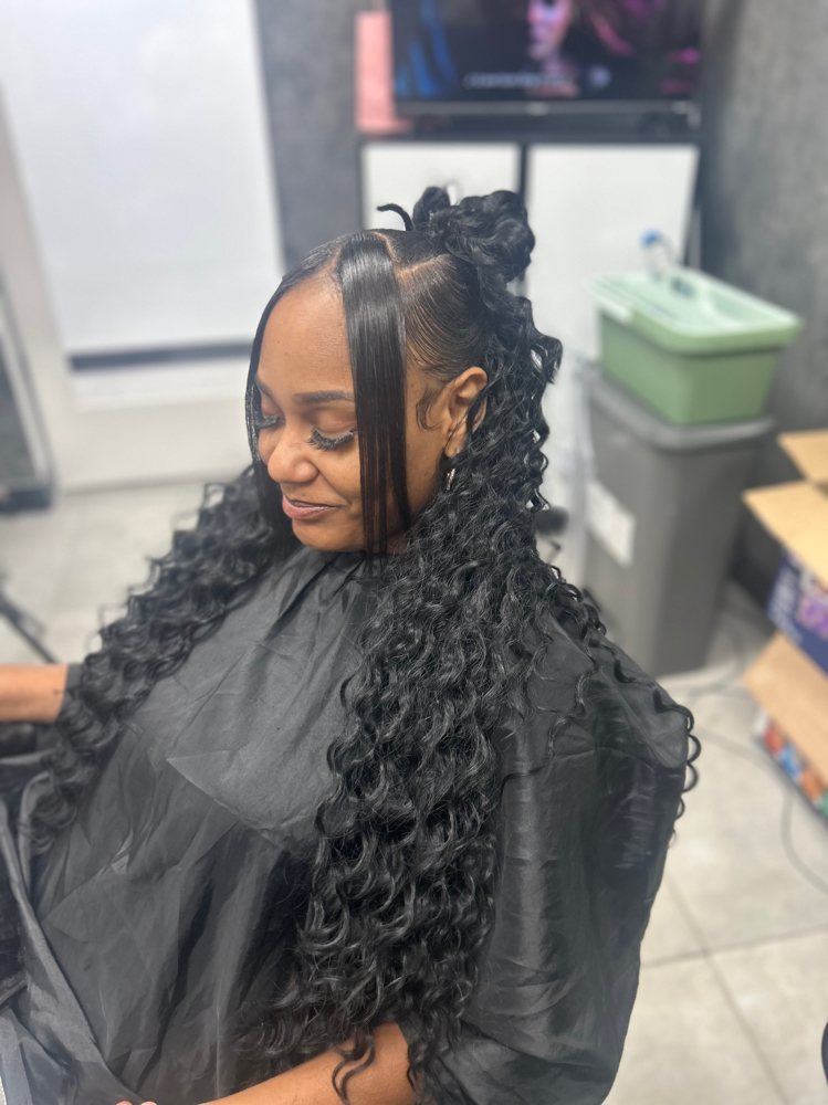 Half-up Half-down Quickweave at Laid Hair in Wayne, MI