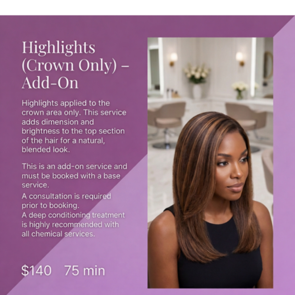 Highlights/Crown Only(Add On) at Hair by J’Rena’ in Lawrenceville, GA