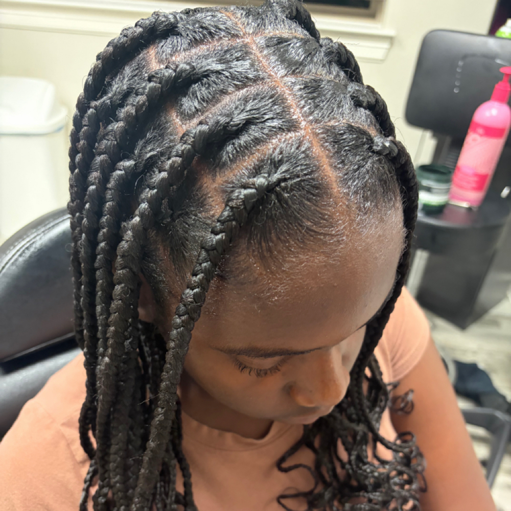 Kids knotless braids >12 Yrs at Glow Braid Lounge in Pearland, TX
