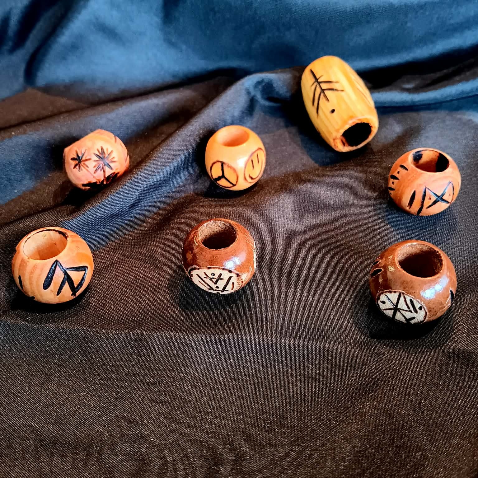 Handcrafted Wood Burned Hair Beads