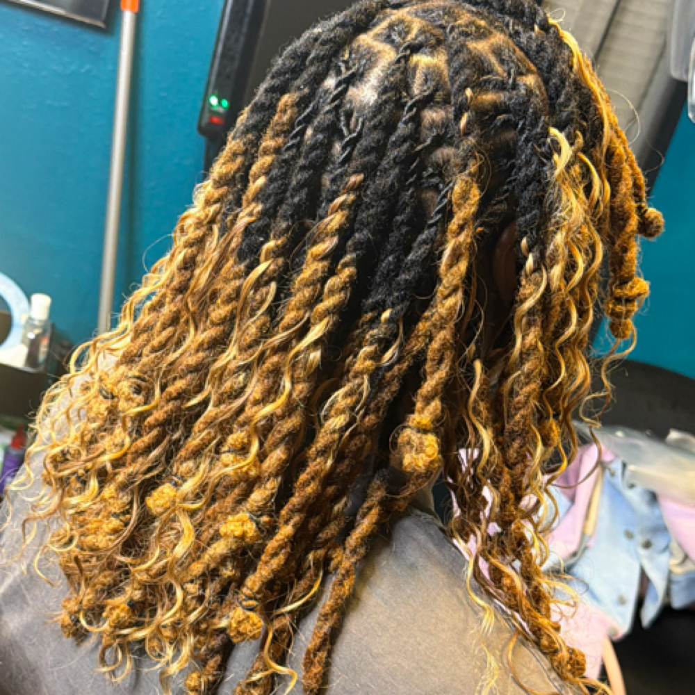 Retwist 2 Strand loc bob W/Boho at By Kaila Nichelle Beauty Studio in Parkville, MD
