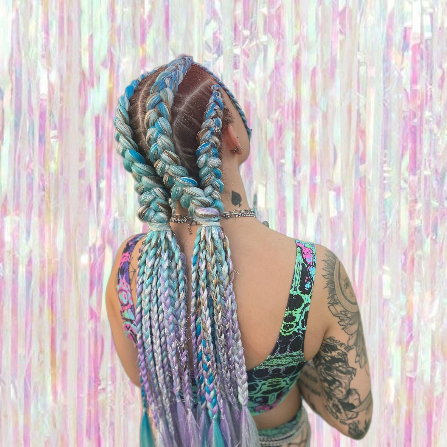 4 Dutch Braids into Mini-Braids