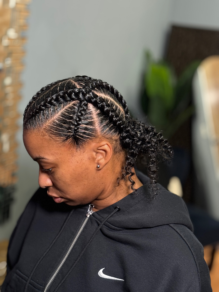 Criss Cross Stitch Braids(2 buns) at JCTouch Salon in Parkville, MD