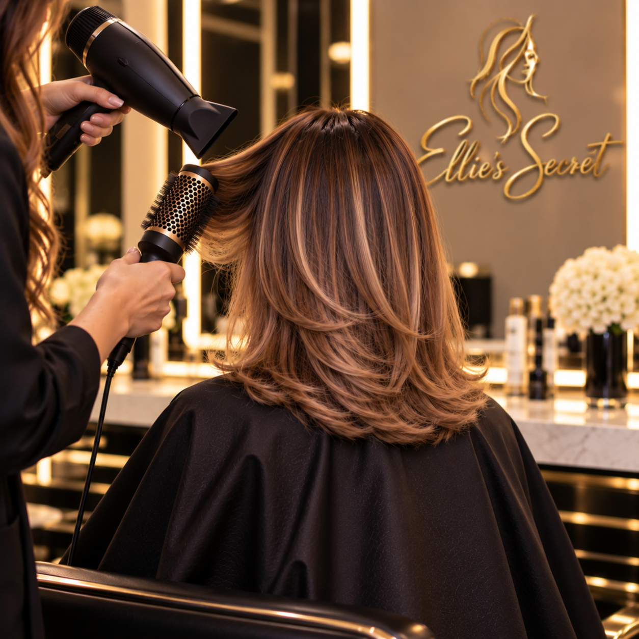 Womens Haircut Medium with Blowdry at Ellie’s secret salon in Irvine, CA