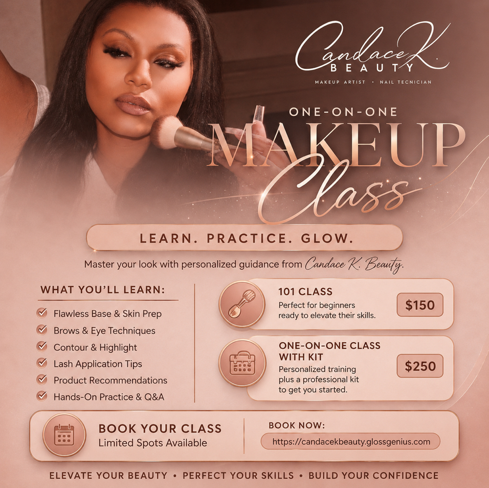 1 on 1 Makeup Classes at Candace K. Beauty