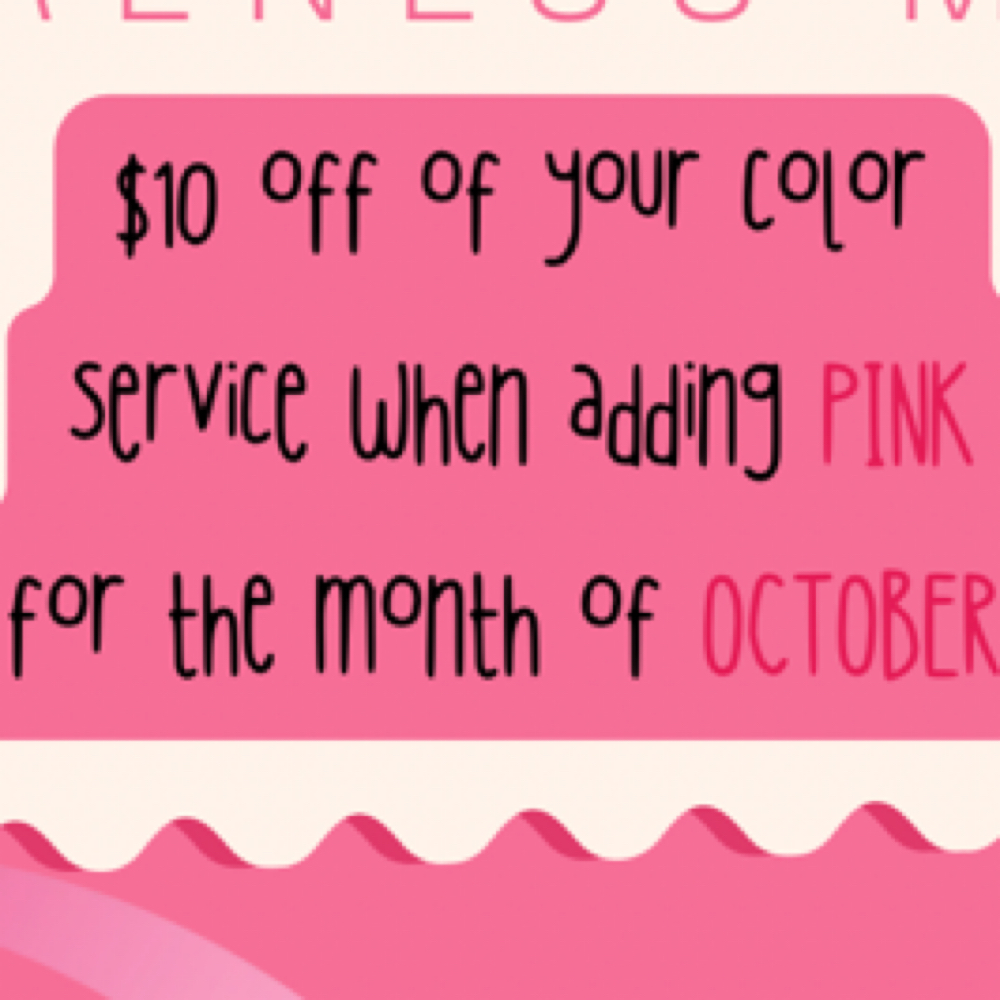 $10 Off PINK Sale at In The Chair With Kel in Rocky Mount, NC