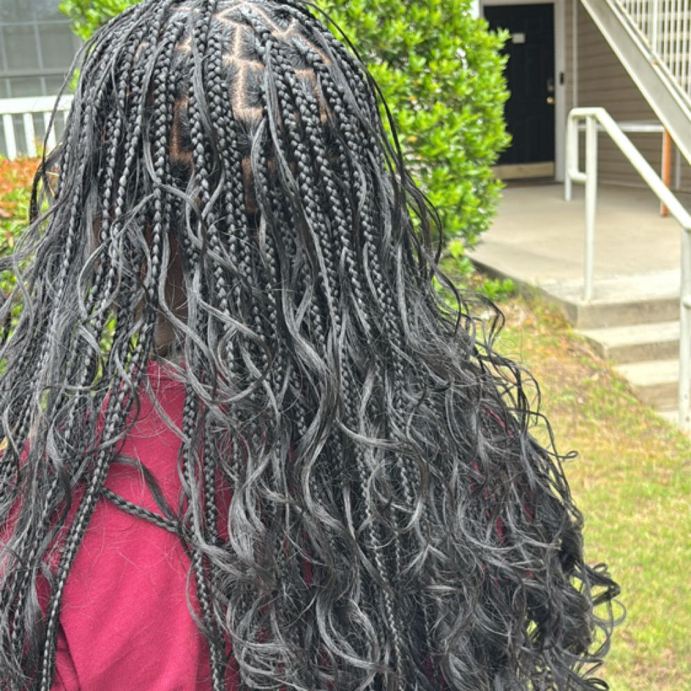French curl braids - mid back at Knotless By Mya in union city, GA