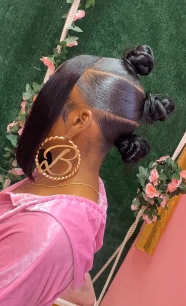 3 Bantu Knots W/ Bangs