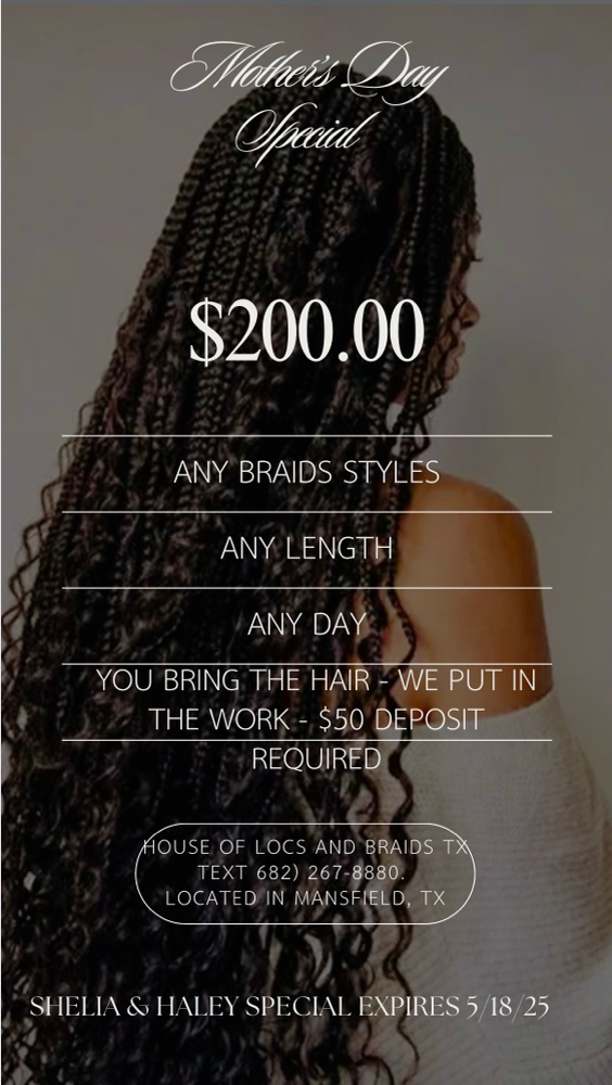 $200 Braids - Any style Any length