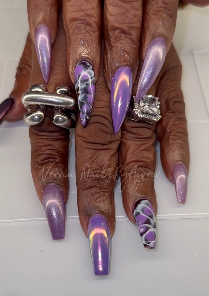 Long Freestyle Signature Full Set at Nail’sByAivrev in Fort Wayne, IN
