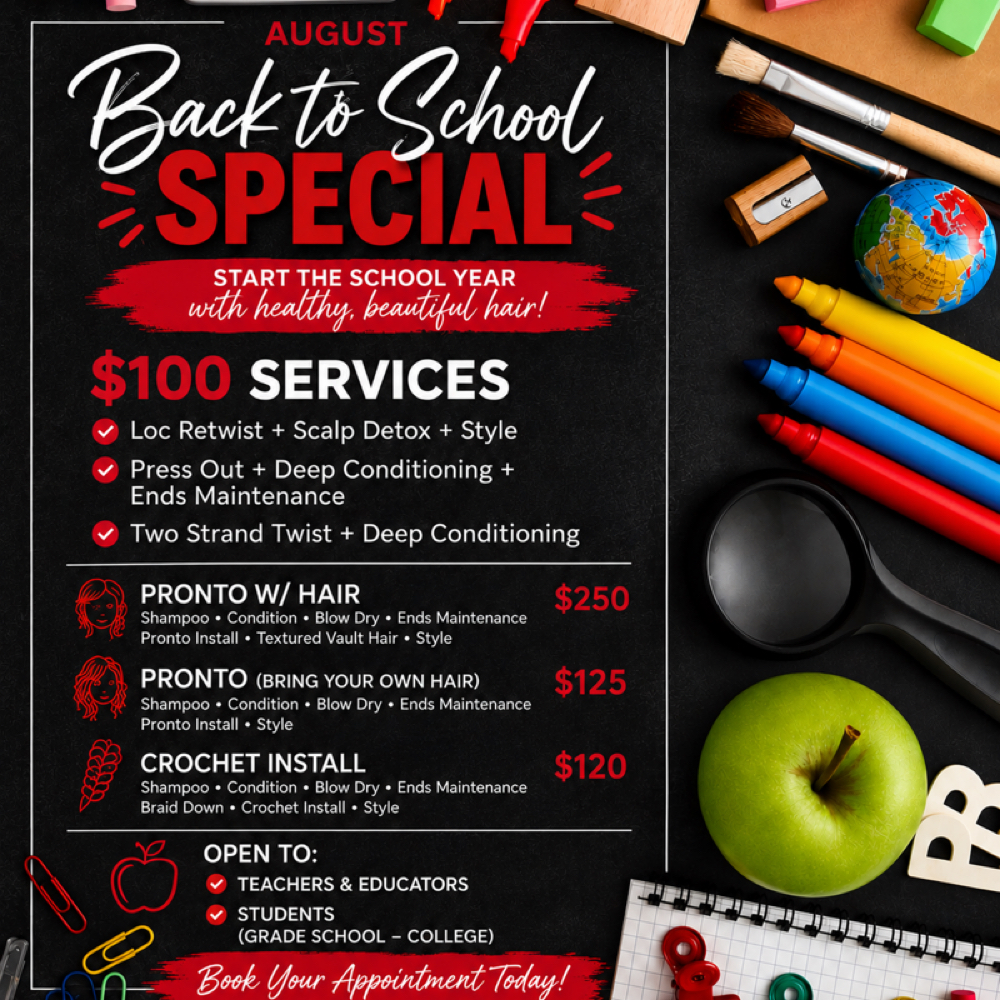 August Back To School Special📚 at Beauty By Q🌿 in Kent, OH