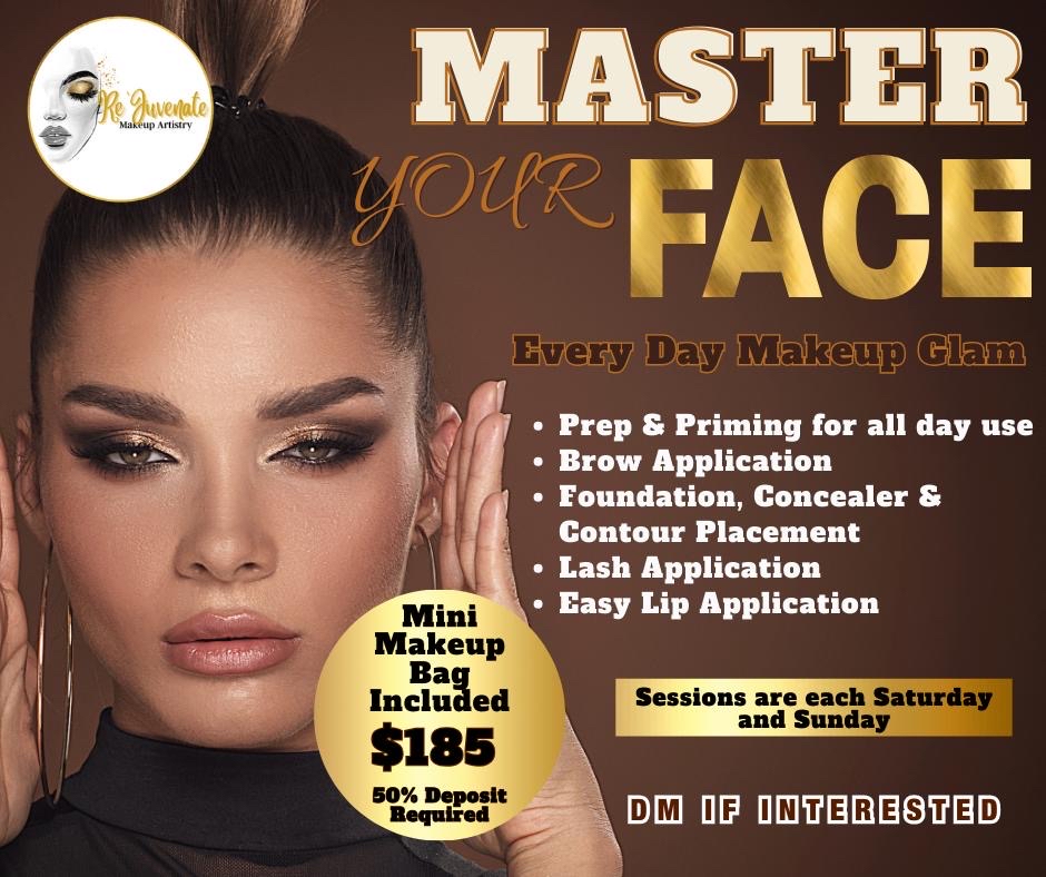MASTER YOUR FACE at Re’Juvenate Makeup Artistry in Tortola, VI