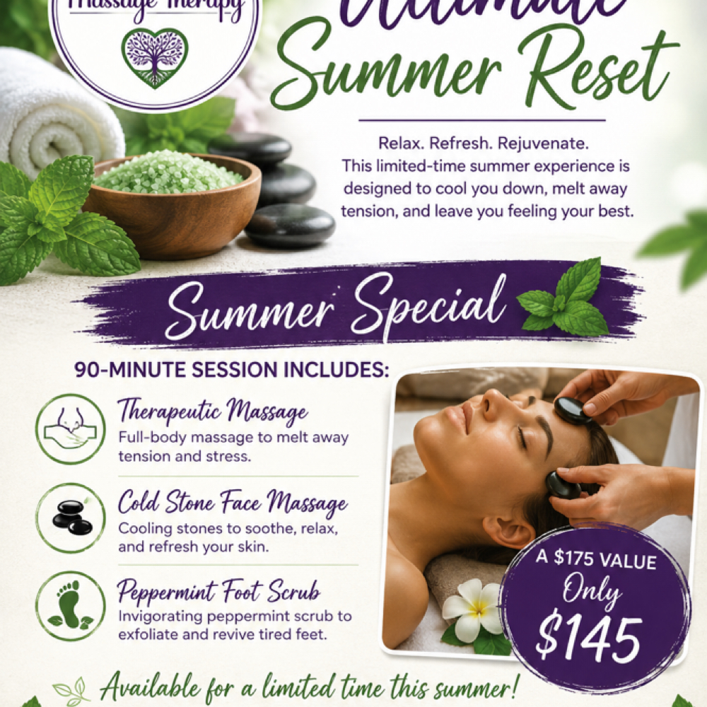 SUMMER RESET 2 Hours at Loving Touch Massage Therapy in Lyndhurst, NJ