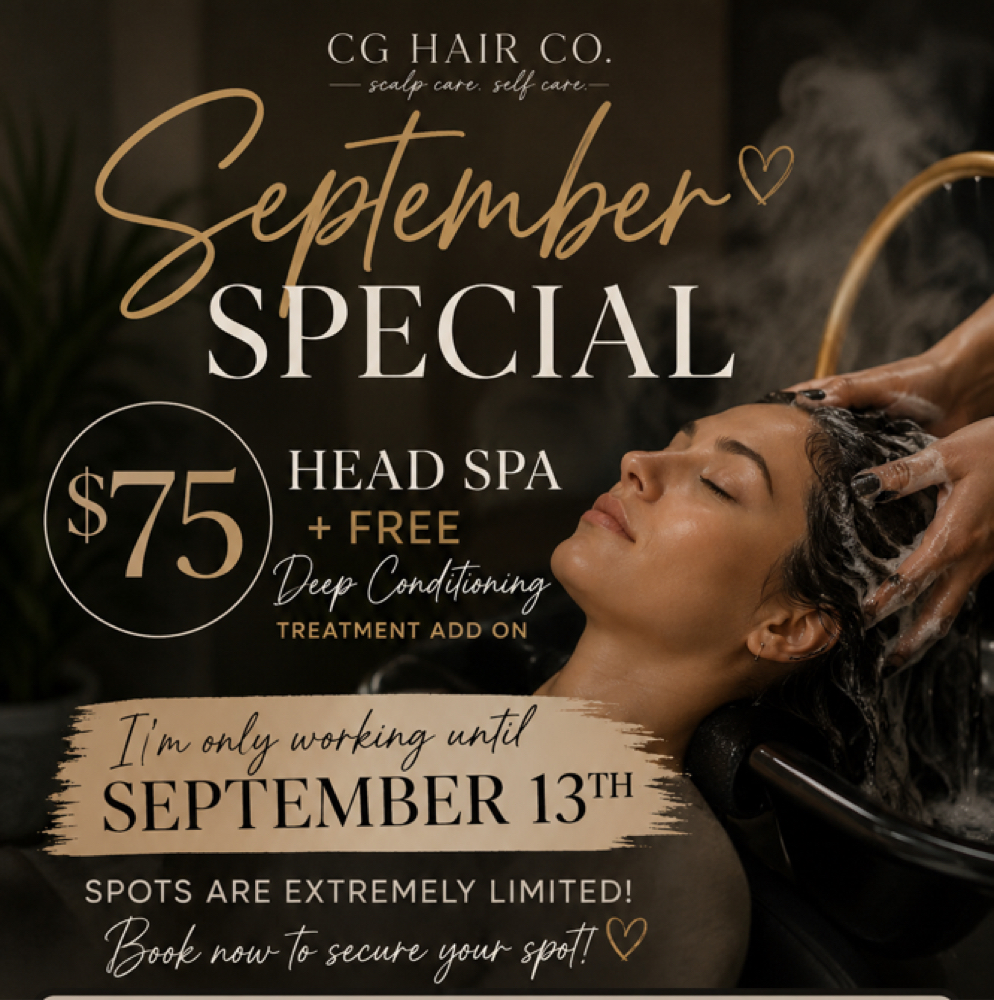September Head Spa Special at CG Hair CO in Mulberry, FL