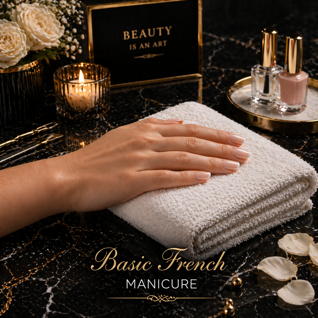 Manicure - French Basic Color at Le Bijou Nails and Spa Salon in Houston, TX