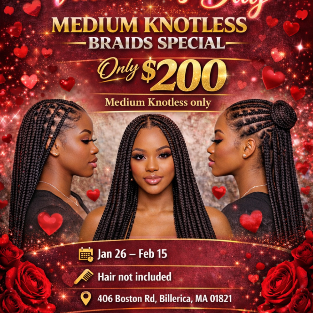 Special Medium knotless Midback at Banusti Beauty Hair in Billerica, MA