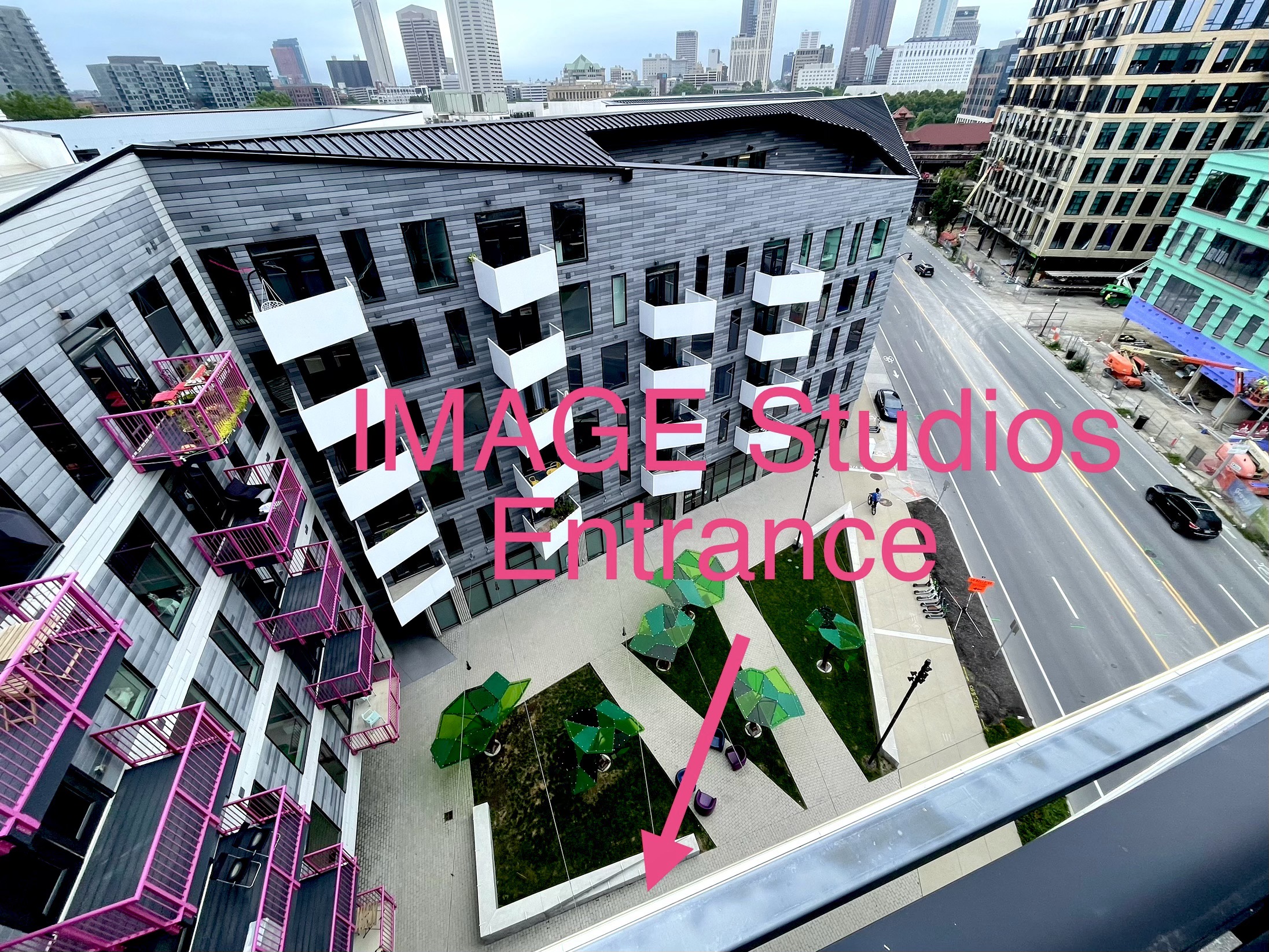 Birdseye view to find image studios