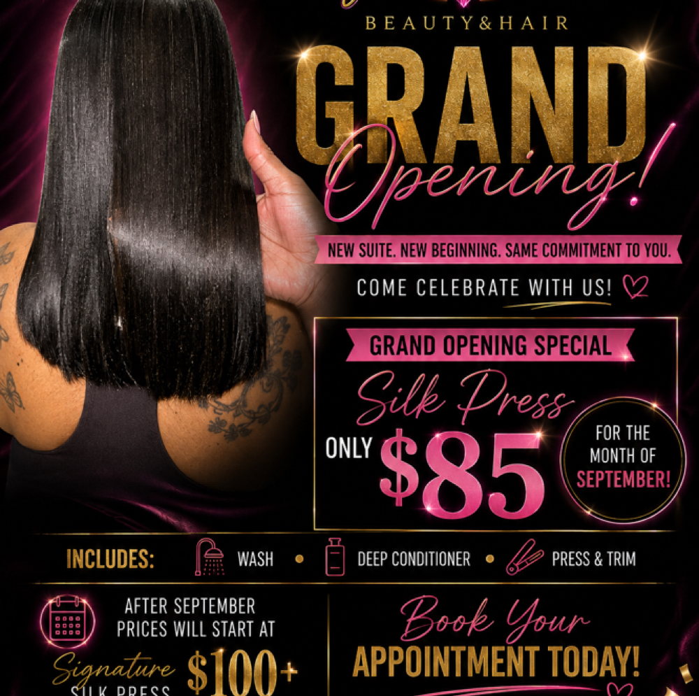 Grand Opening Silk Press & Trim at Keylo’s Creations in Frisco, TX