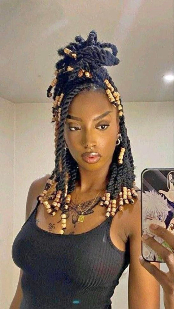 Loc Twist Shoulder Length W/ Beads at KissedByKe Styles in Ruston, LA