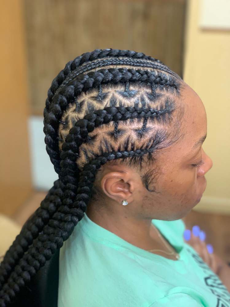Feed In Braids to Back w/designs