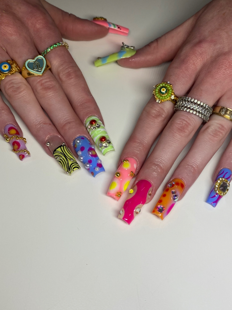 Gel X Full Set Intricate Nail Art