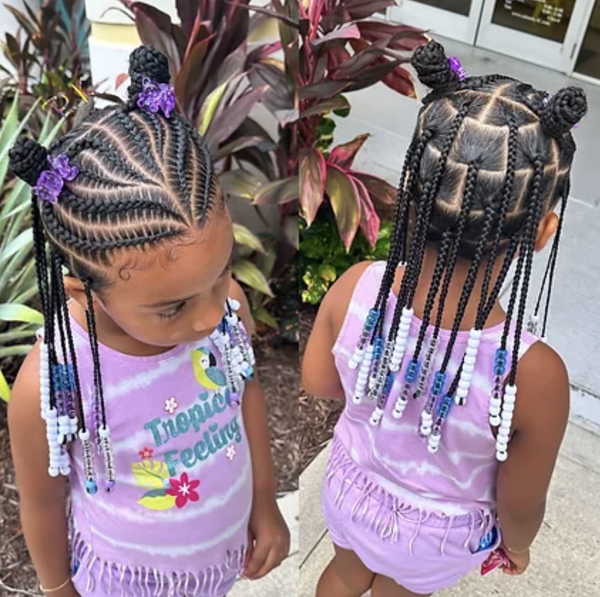 Freestyle Cornrows w/Single Braids