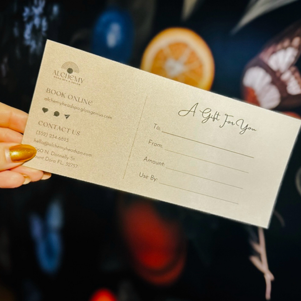 Using My Alchemy Head Spa Gift Card at Alchemy Head Spa & Salon in Mount Dora, FL