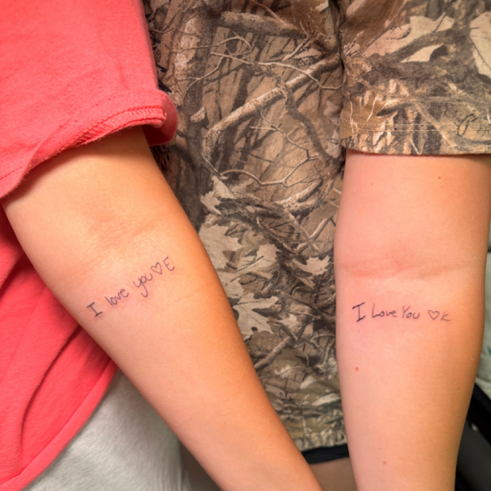 Handwriting script tattoo at Tattoo Tech in Moraine, OH
