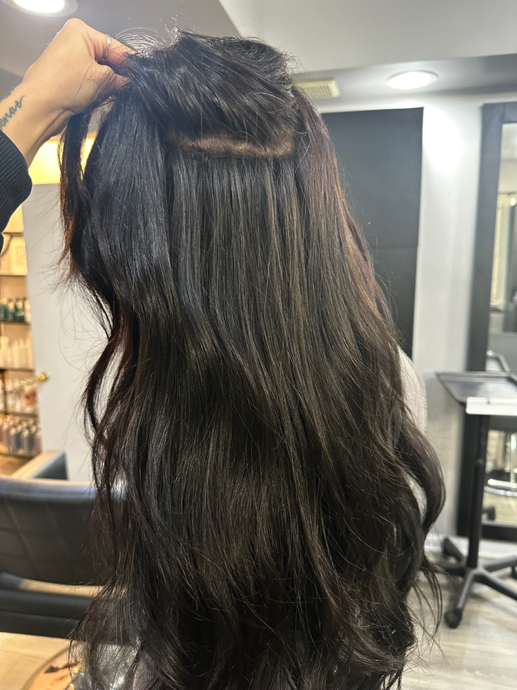 Hand-tied weft install