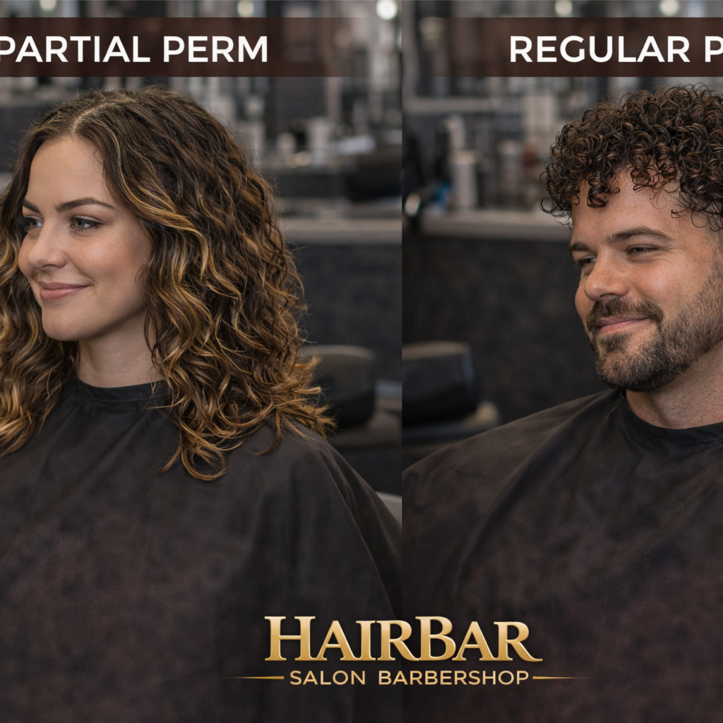 Partial Perm (Top / Crown / Spot) at HairBar Salon BarberShop in Cross Roads, TX