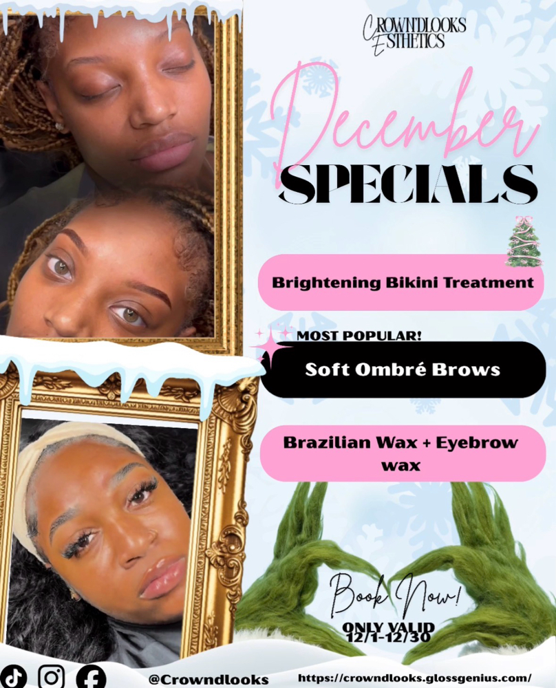 Brazilian + Brow Wax *DECEMBER ONLY