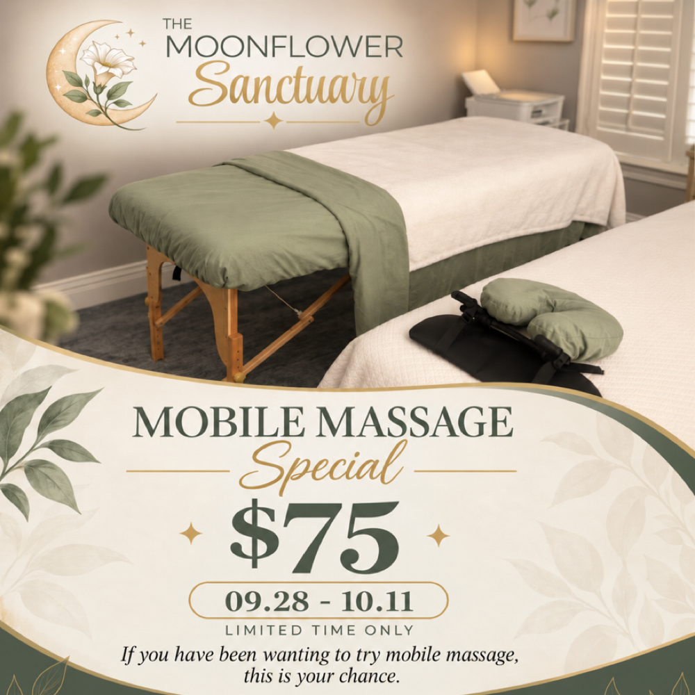 $75 Mobile Massage Special (60 Min) at The Moonflower Sanctuary in Fort Myers, FL