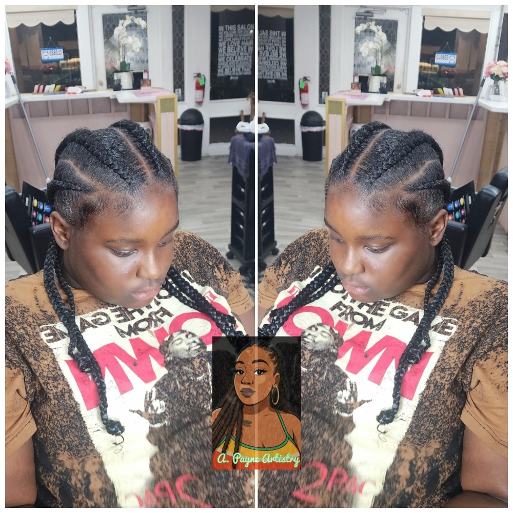 4 Feed In Braids (Hair Added) at Tanya Chamberlain in Stockton, CA