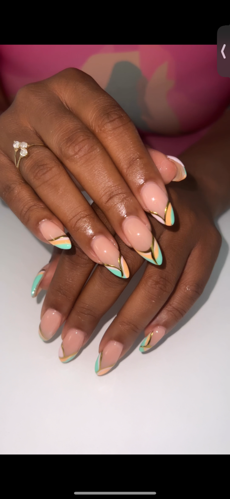 Hard Gel Mani ( Add On Design)