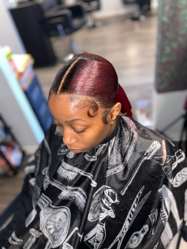 Middle Part Ponytail w/or w/o bangs
