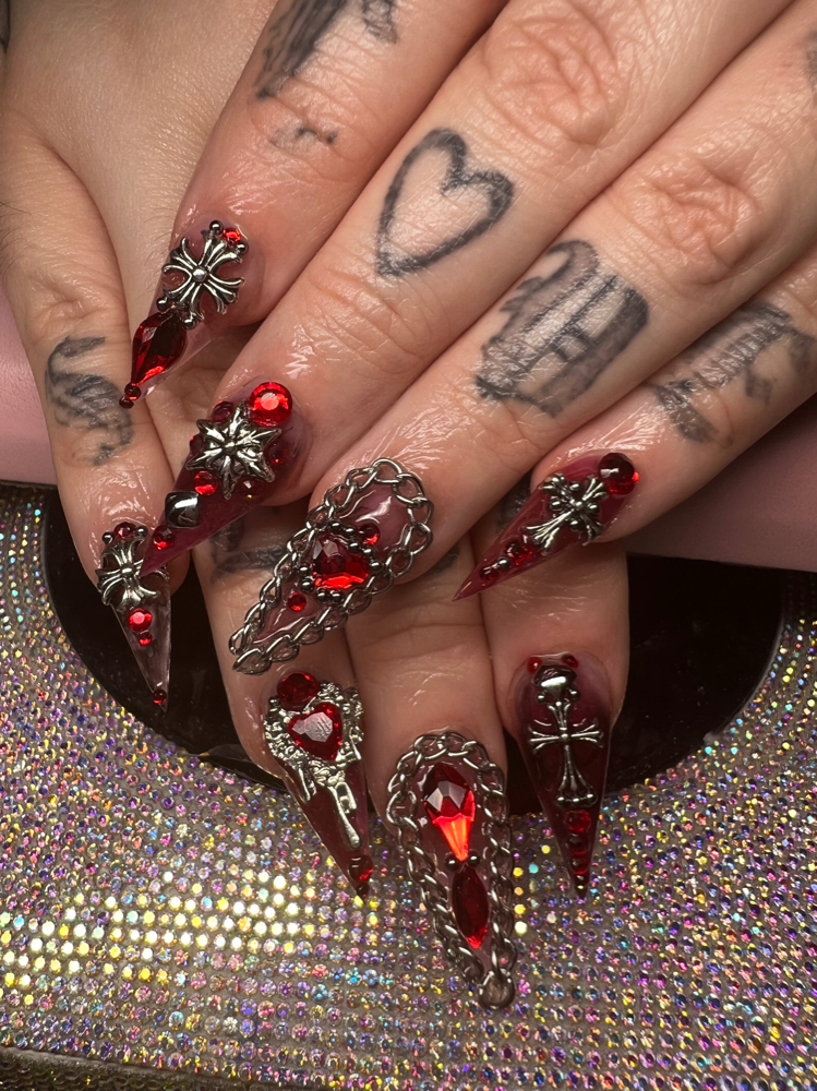 🌹 LONG Acrylic Nails