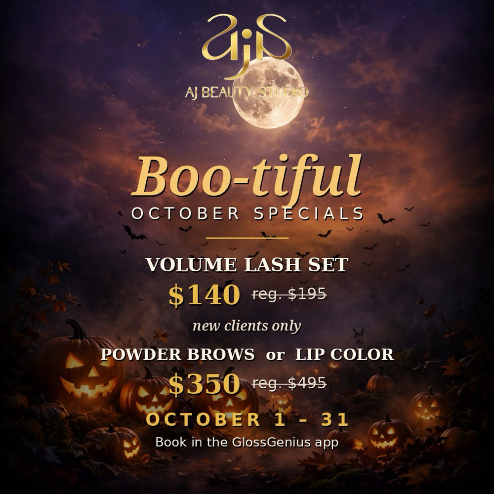 🎃 Boo-tiful October Specials at AJ BEAUTY STUDIO in North Palm Beach, FL