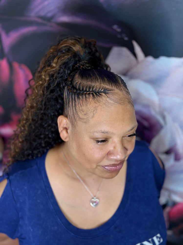 Sleek Ponytail W/ Braid Design