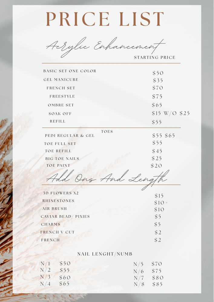 Prices List at Rubiiglownails in North Carolina, NC