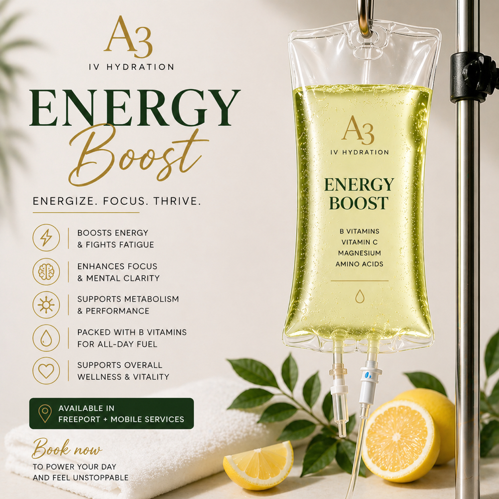 Energy and Metabolism Drip at A3 Wellness Solutions in Freeport By, NY