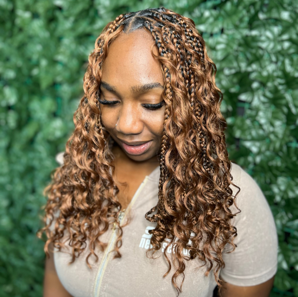 Boho Box Braids (medium) at Queen’z & King’z Barber Salon in Murrieta, CA