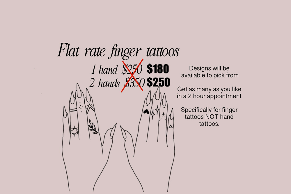 Flat Rate Finger Tattoos at Allie Bloom Tattoos in Cary, NC