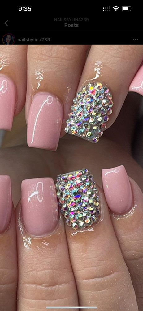 Large Diamond Nail Design at Nails By Lina 239 in Naples, FL