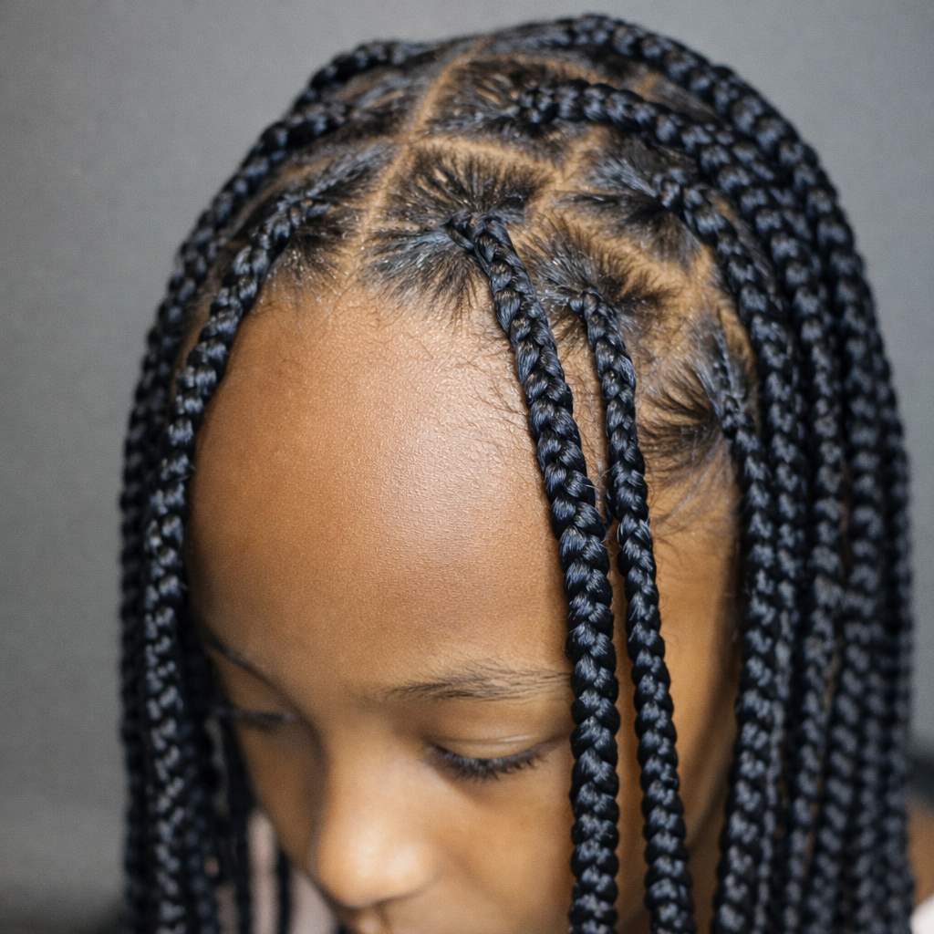 Kids Knotless Braids Under 10 at A Step Above Beauty hairtique in Charlotte, NC