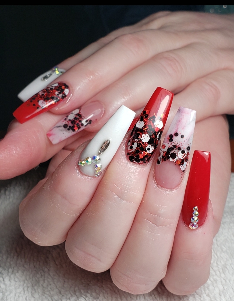 Custom Nails With Art / rhinestones