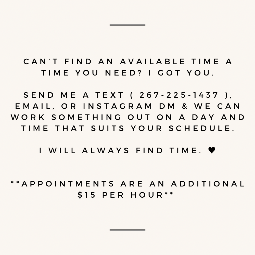 Off Hours Appointment- Inquiry Only