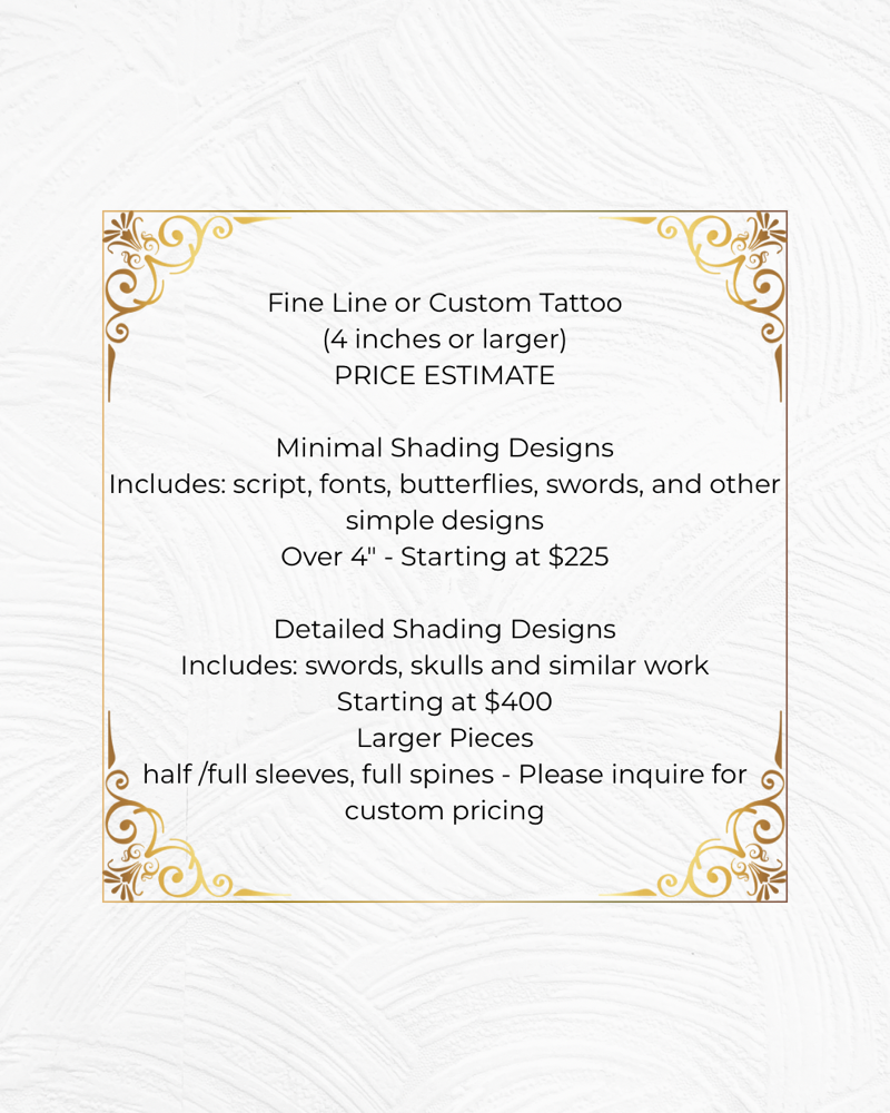 Custom Tattoo 4”+