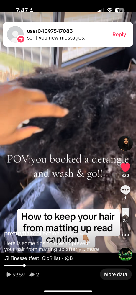 Service Prep (detangleing)