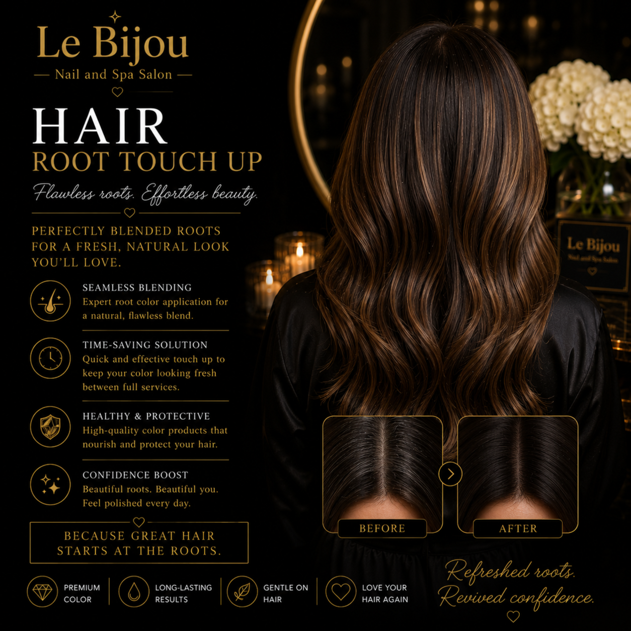 Hair - Root Touch Up at Le Bijou Nails and Spa Salon in Houston, TX